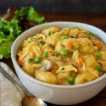 One Pot Gnocchi Chicken Pot Pie in a rustic bowl ready to serve