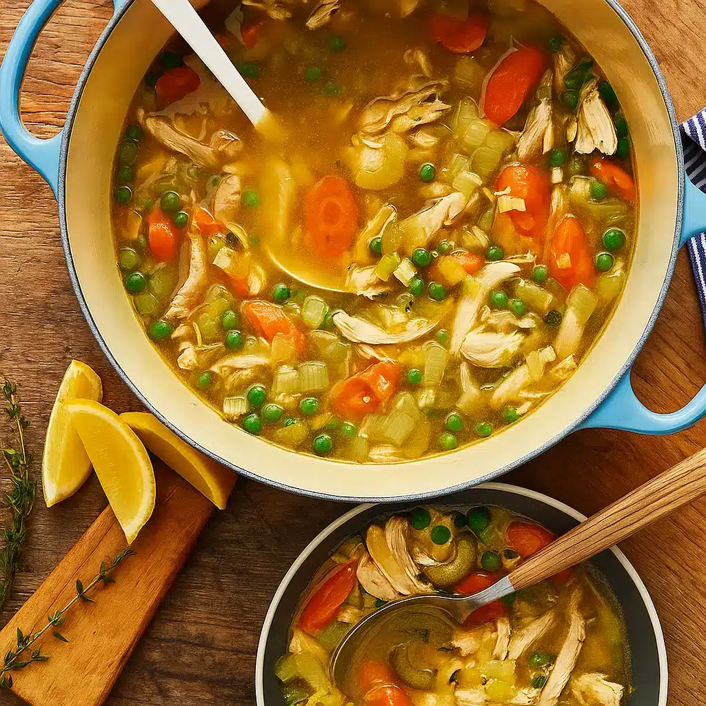 One-Pot Turkey Vegetable Soup in a rustic bowl