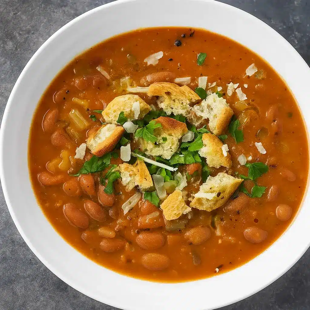Pinto Bean Soup Recipe in a rustic bowl with bread
