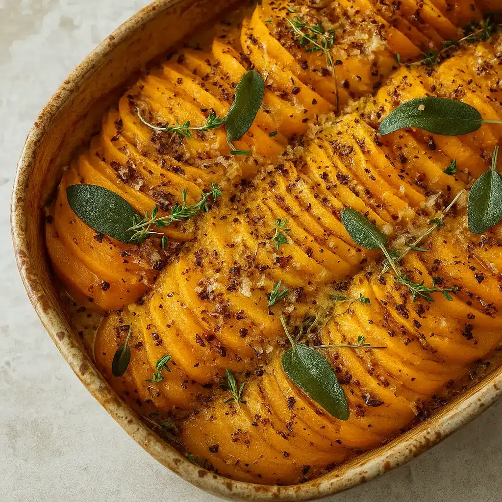 roasted hasselback butternut squash with sage butter