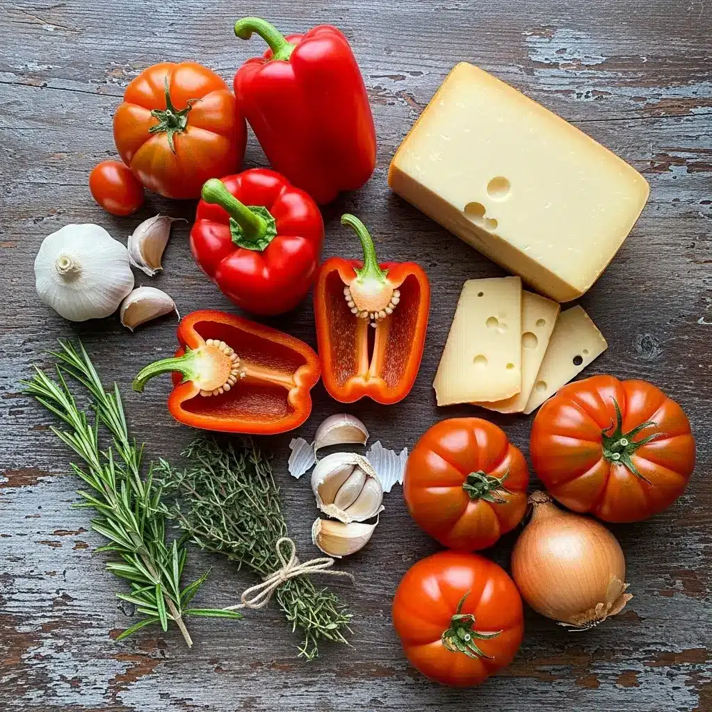 Ingredients for Roasted Red Pepper and Gouda Soup