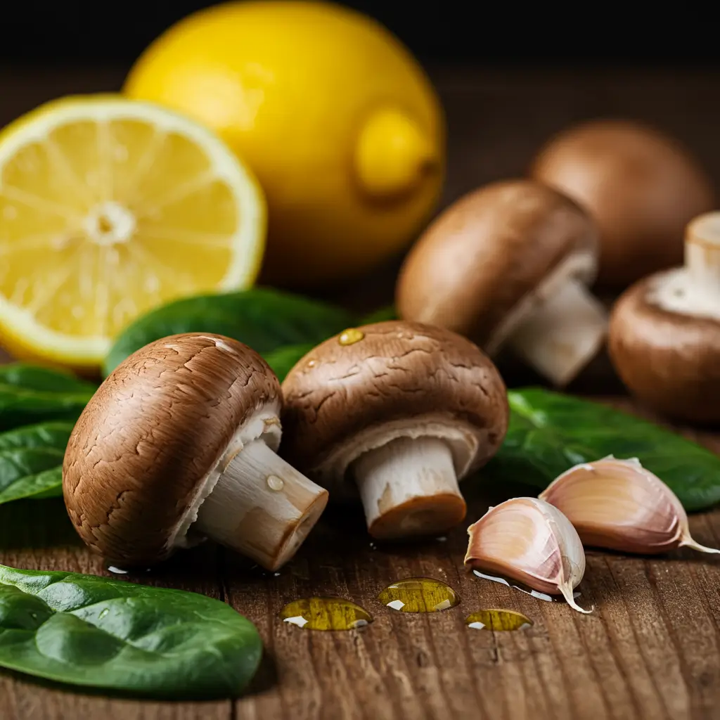 Ingredients for Sauteed Mushrooms with Spinach