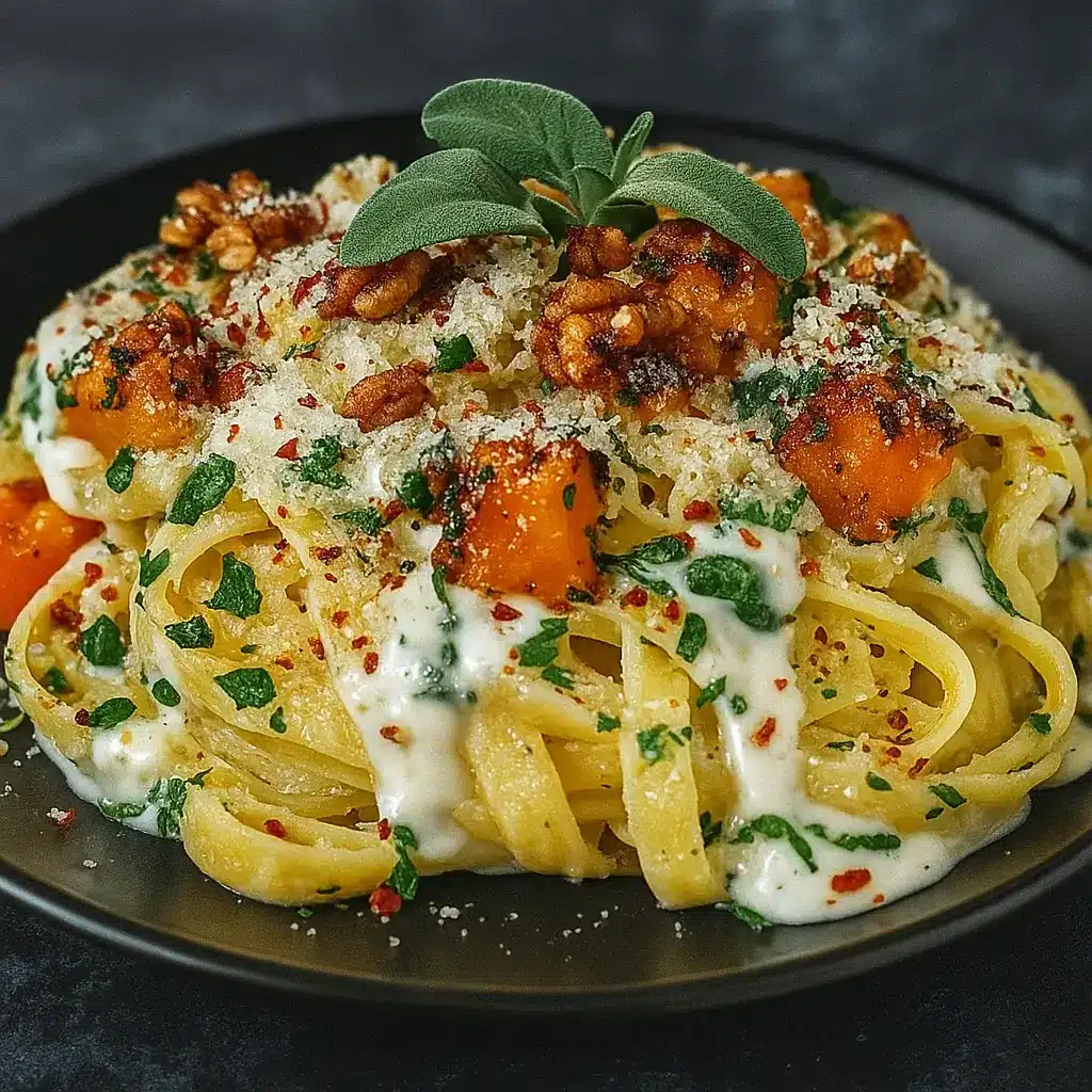 Savory Butternut Squash &amp; Sage Pasta served in a bowl