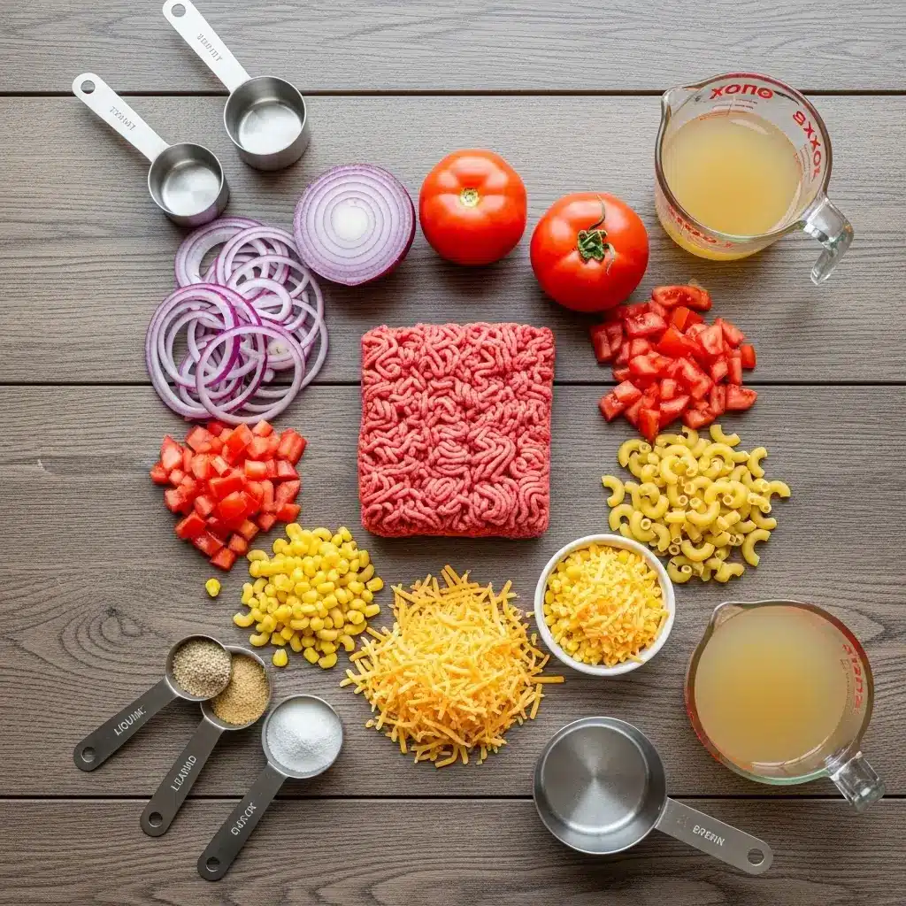 Ingredients for Sloppy Joe Casserole