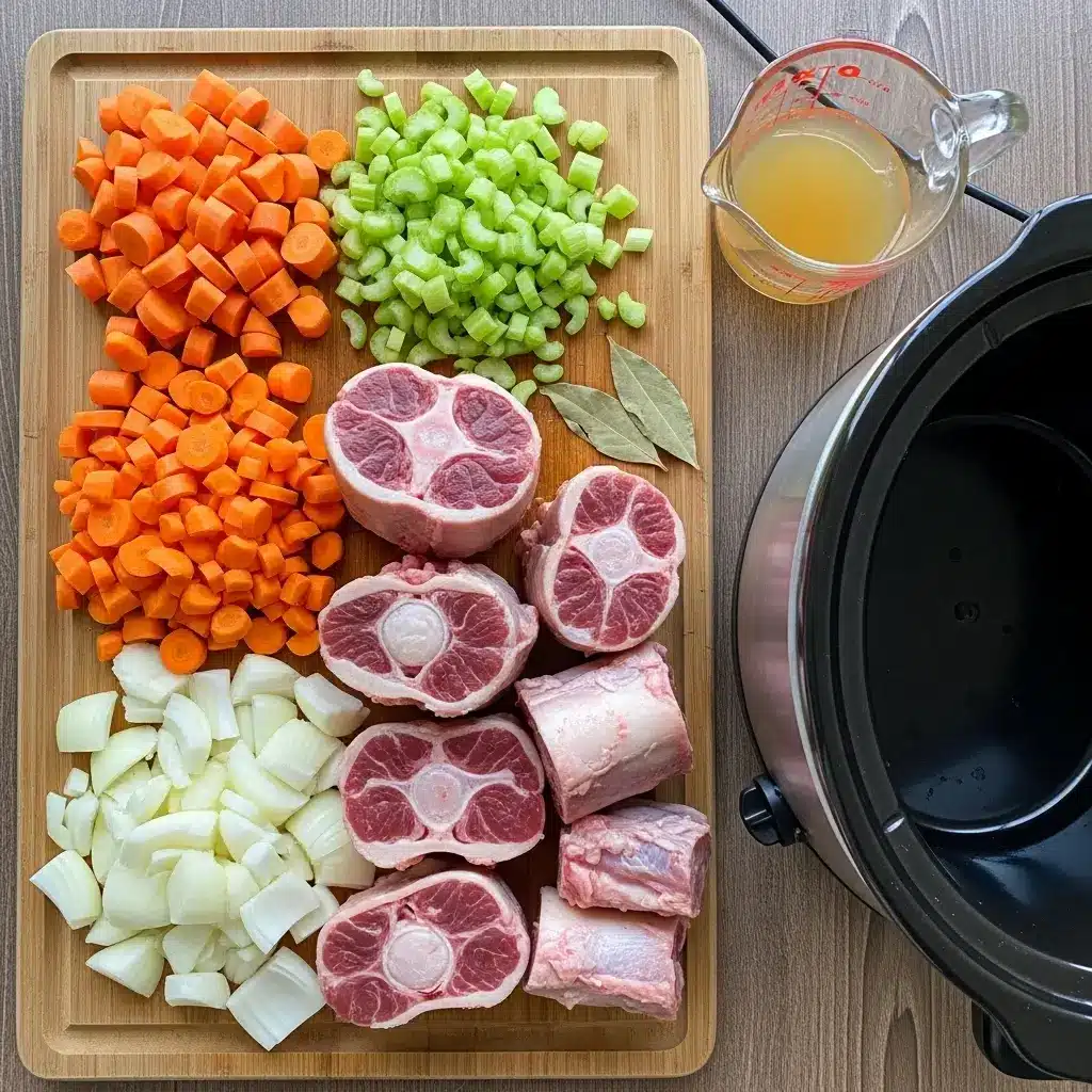 Slow Cooker Bone Broth Ingredients on Cutting Board