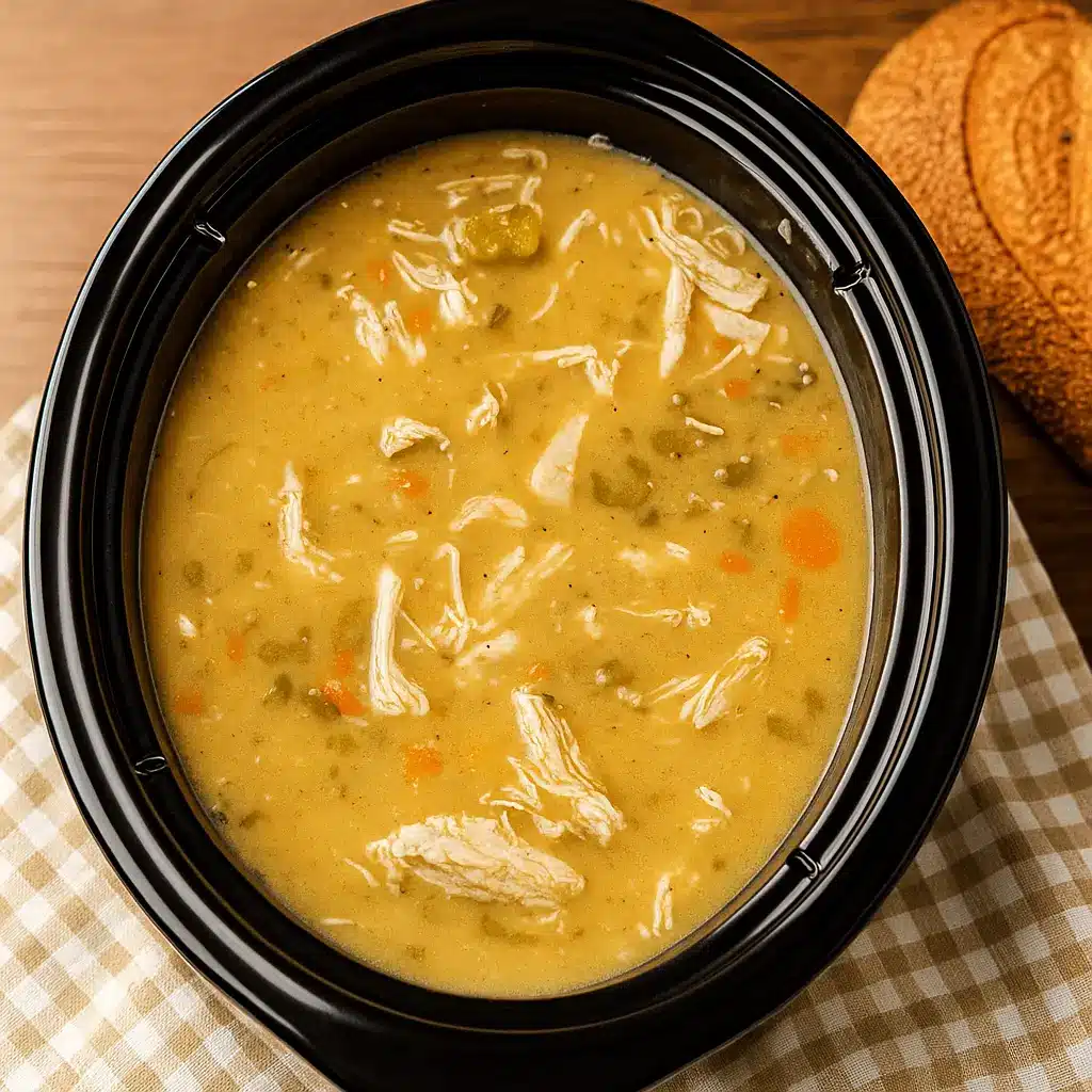 Slow Cooker Turkey Soup served warm