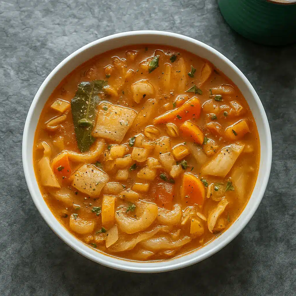 Spicy Cabbage Detox Soup in a bowl with vegetables