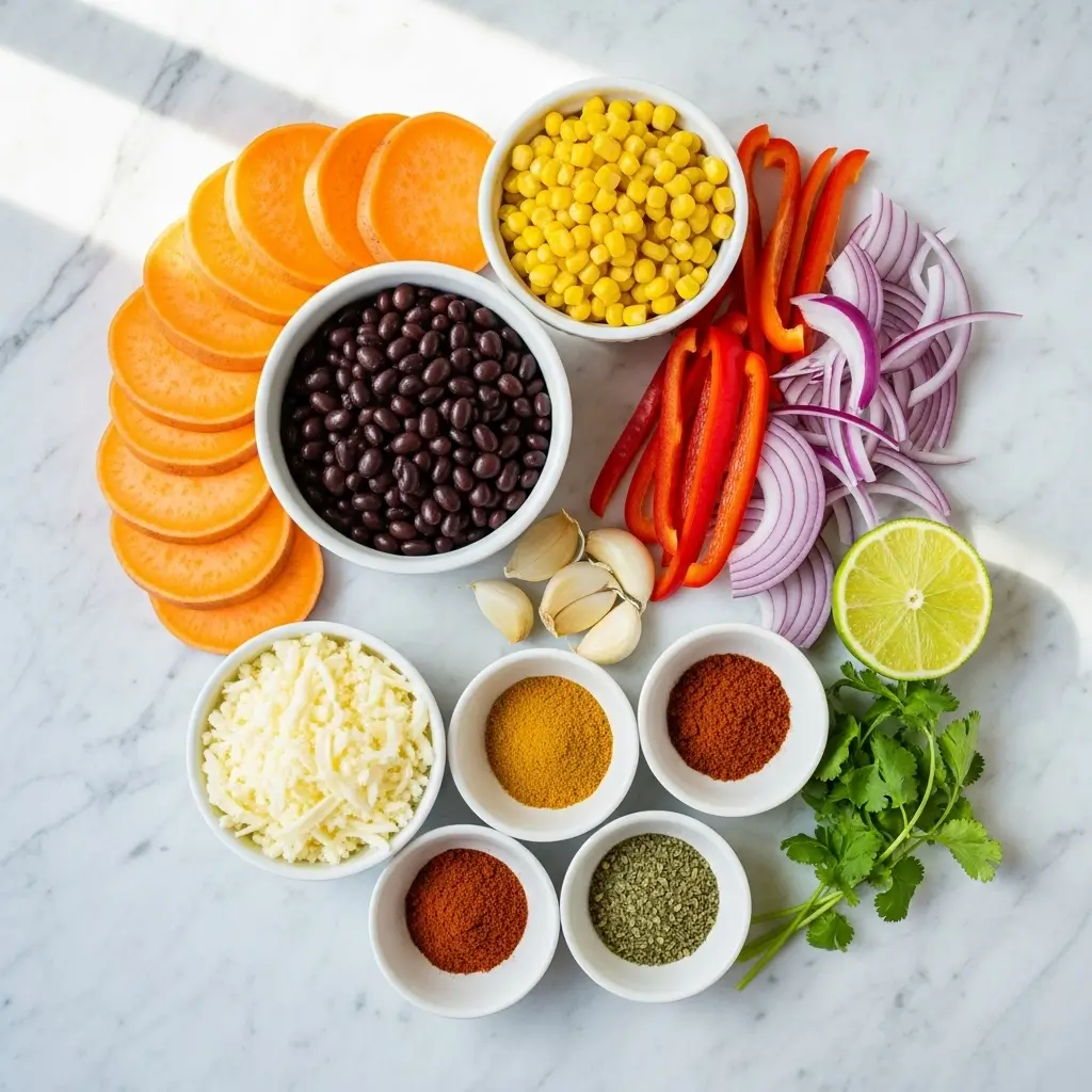 Ingredients for Sweet Potato and Black Bean Casserole