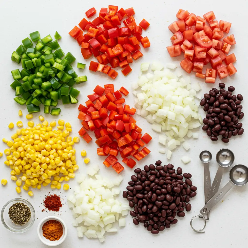 Ingredients for Tasty Meatless Taco Soup Recipe
