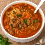 unstuffed cabbage roll soup recipe served in bowl
