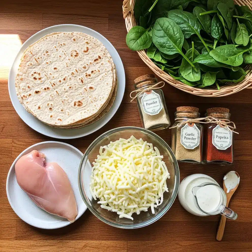 Ingredients for Crispy Air Fryer Chicken & Mozzarella Wraps