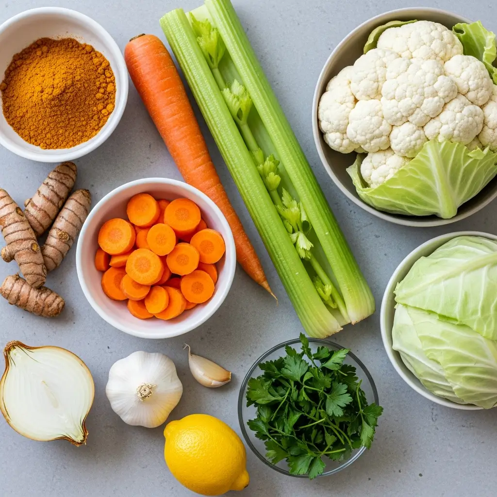 Ingredients for Anti-Inflammatory Golden Detox Soup