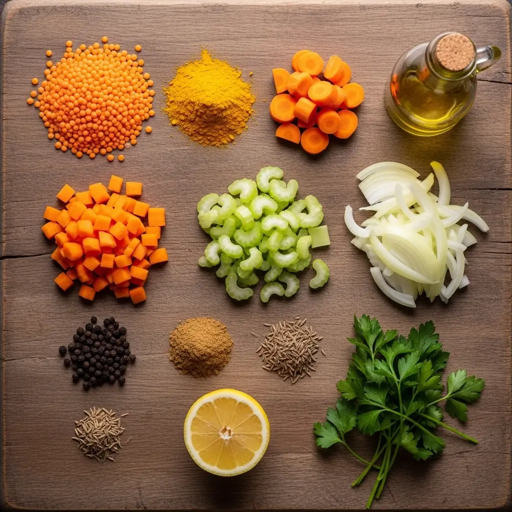 Ingredients for Anti-Inflammatory Red Lentil Soup