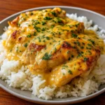 Best Smothered Chicken and Rice in a skillet