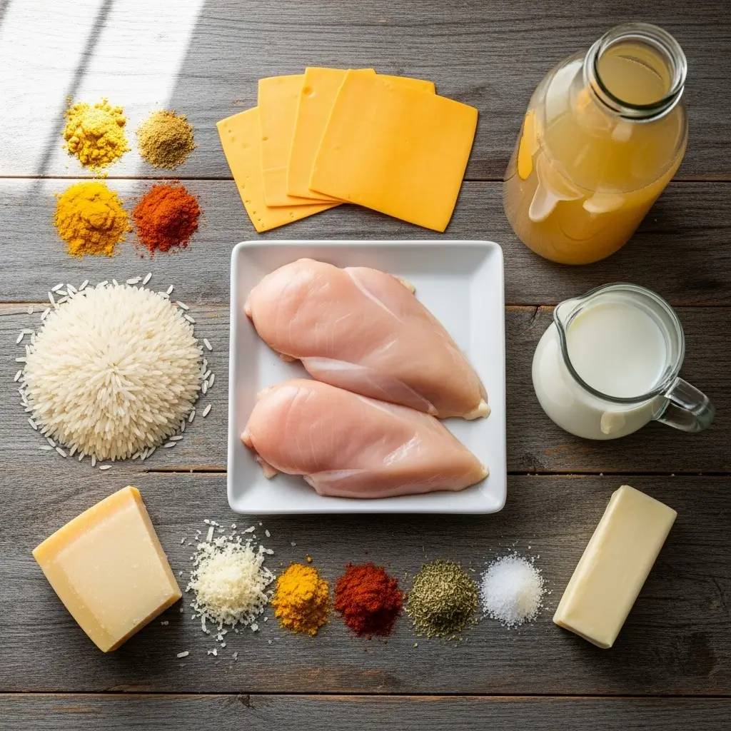 Ingredients for Best Smothered Chicken and Rice