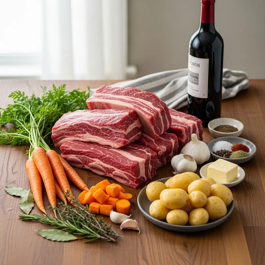 Ingredients for Braised Short Ribs with Garlic Mashed Potatoes