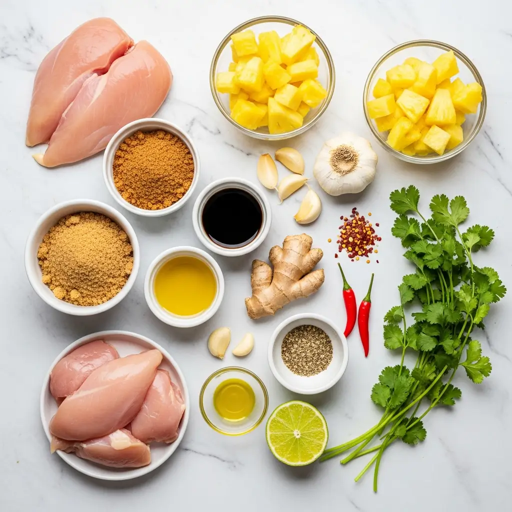 Ingredients for brown sugar pineapple chicken recipe