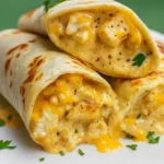 cheesy chicken wrap with garlic sauce and melty cheese