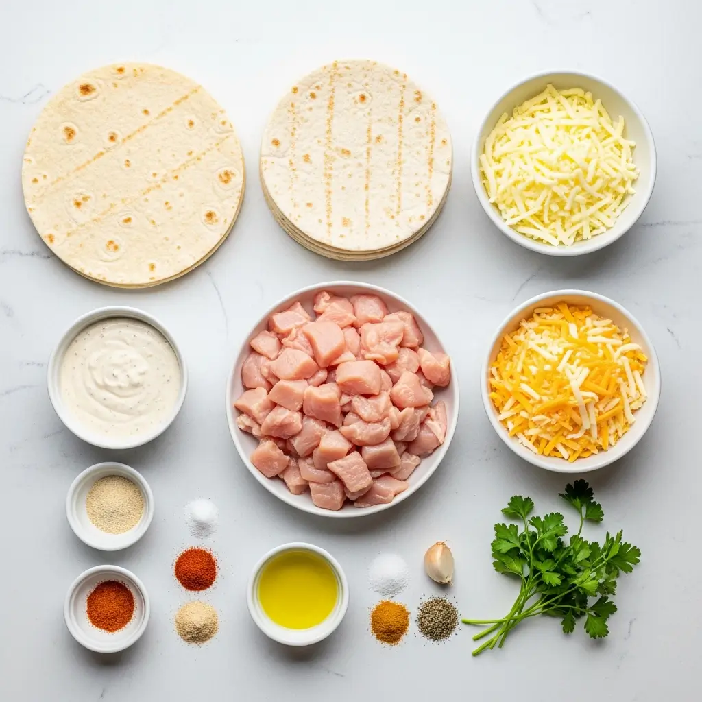 ingredients for cheesy chicken wrap recipe