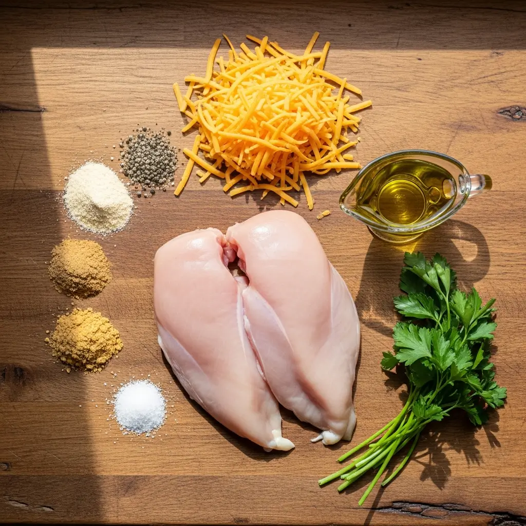 Ingredients for Cheesy Sour Cream Chicken laid out