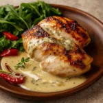 Chicken with Boursin Sauce with Garlic and Fine Herbs in skillet