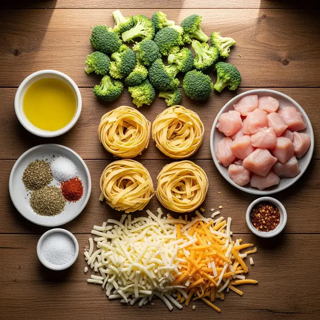 Ingredients for Hearty Chicken & Broccoli Pasta Bake