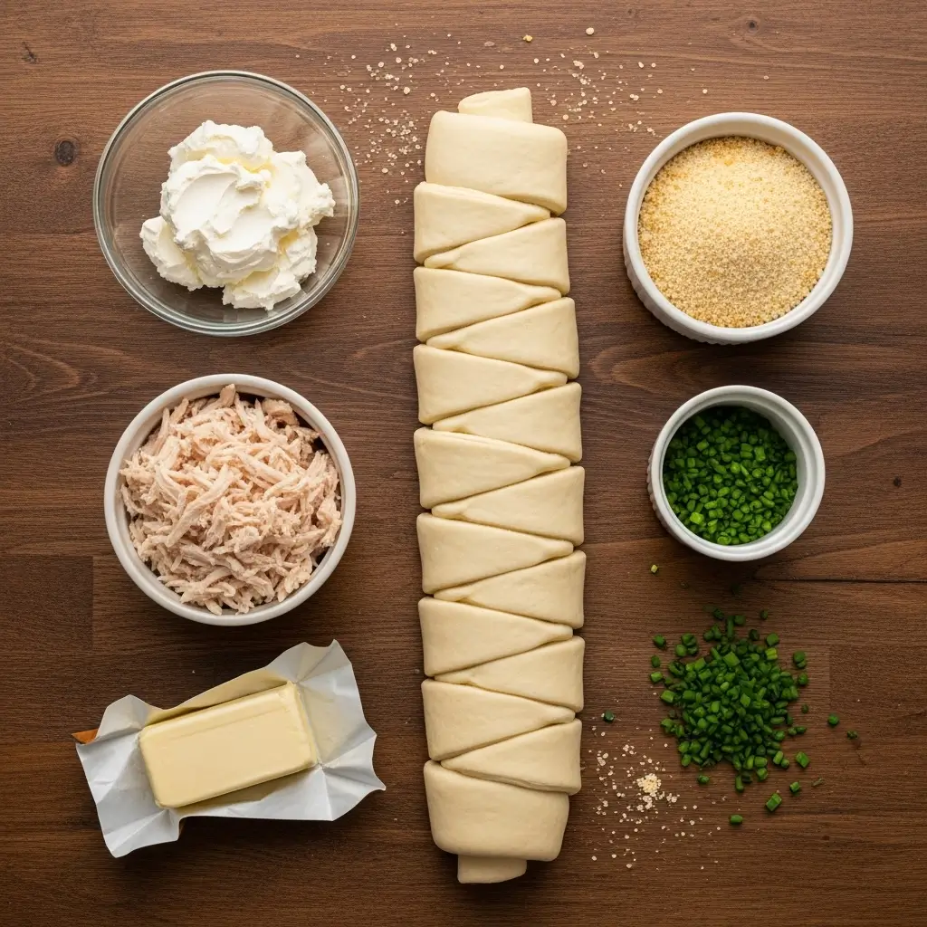 Ingredients for Chicken Pillows recipe laid out on a kitchen counter