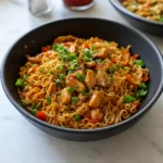 Chicken Ramen Stir Fry with colorful vegetables