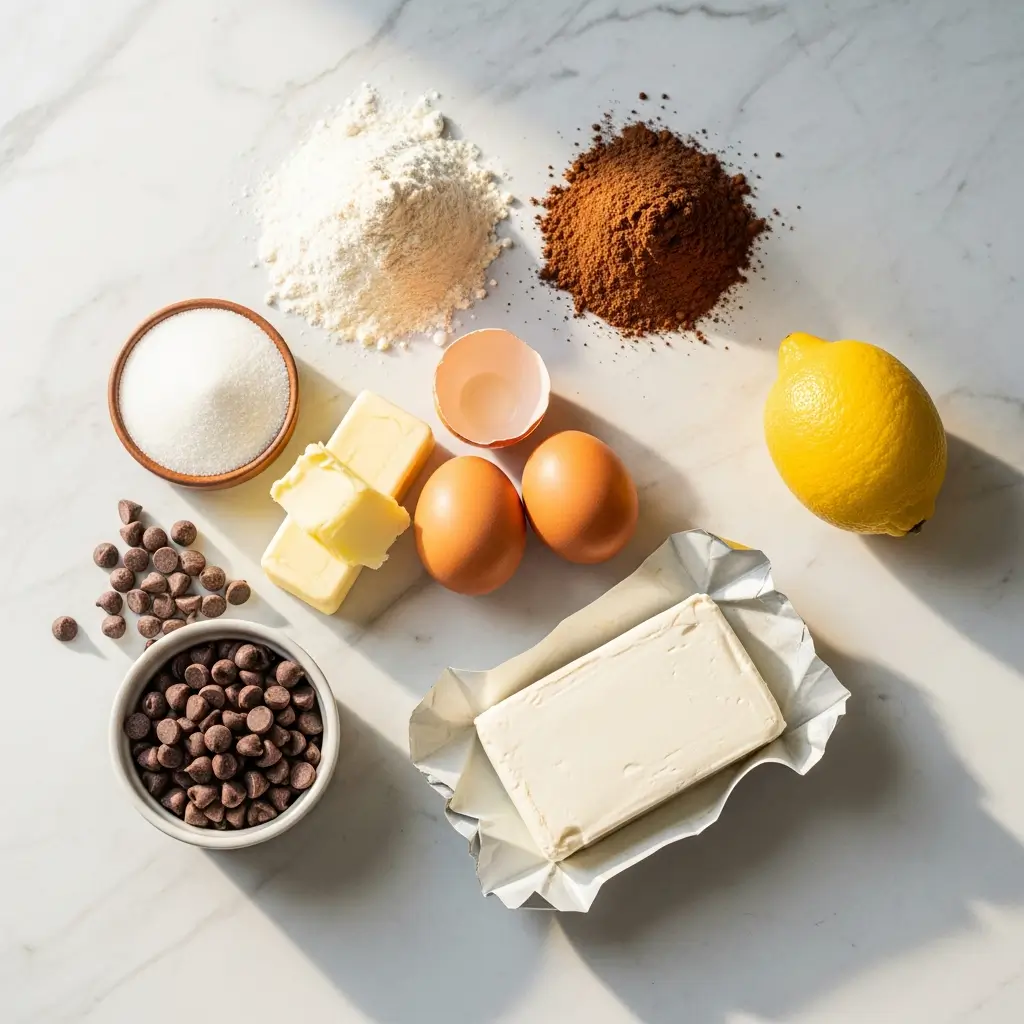 Ingredients for Choco Cheesecake Cookie Bites