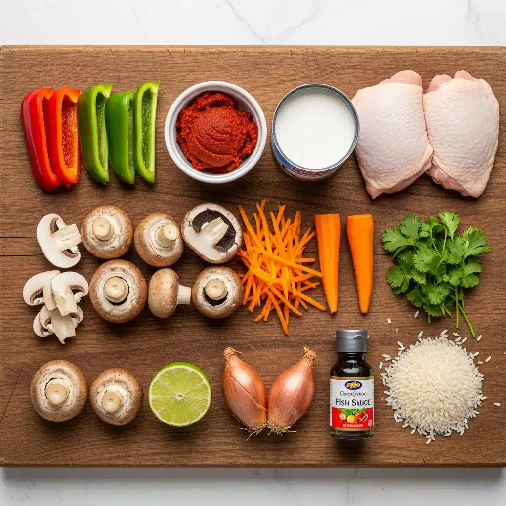 Ingredients for coconut curry chicken soup recipe