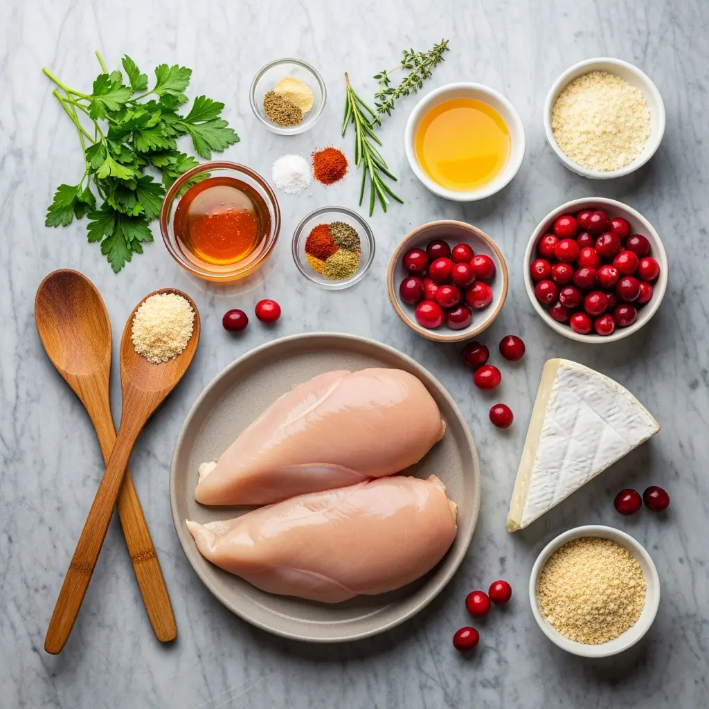 Ingredients for Impressive Cranberry Brie Stuffed Chicken