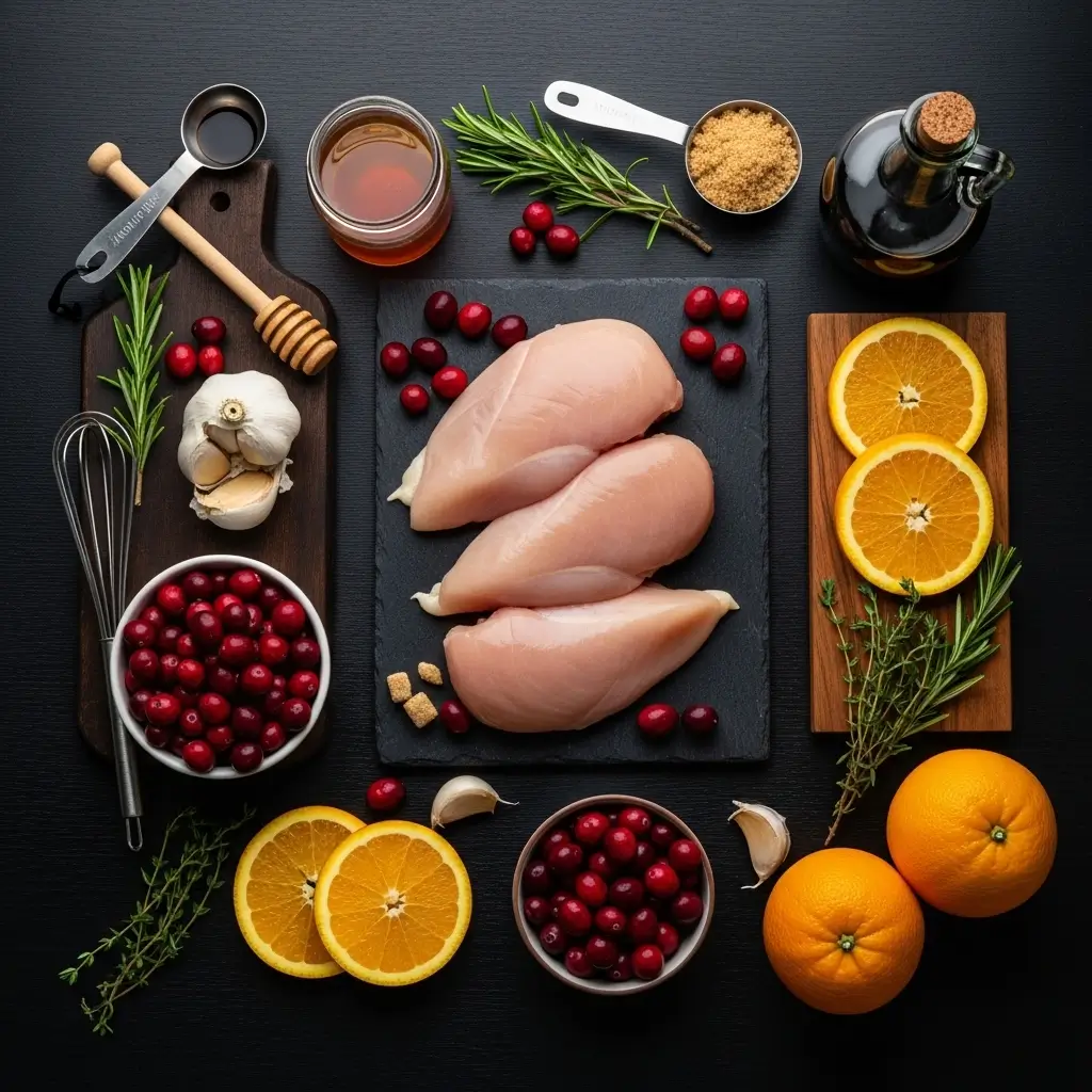 ingredients for cranberry orange glazed chicken