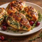 cranberry and spinach stuffed chicken with brie
