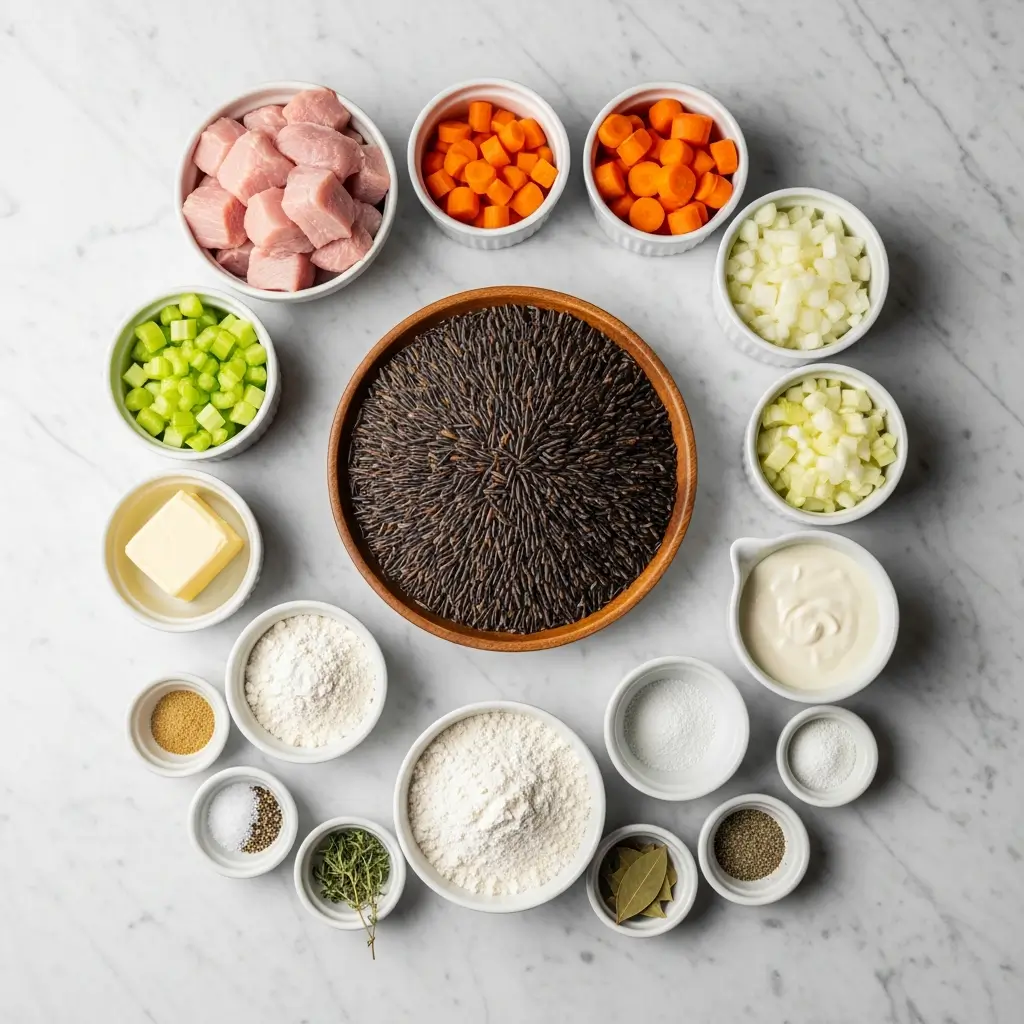 Ingredients for Cream of Turkey and Wild Rice Soup
