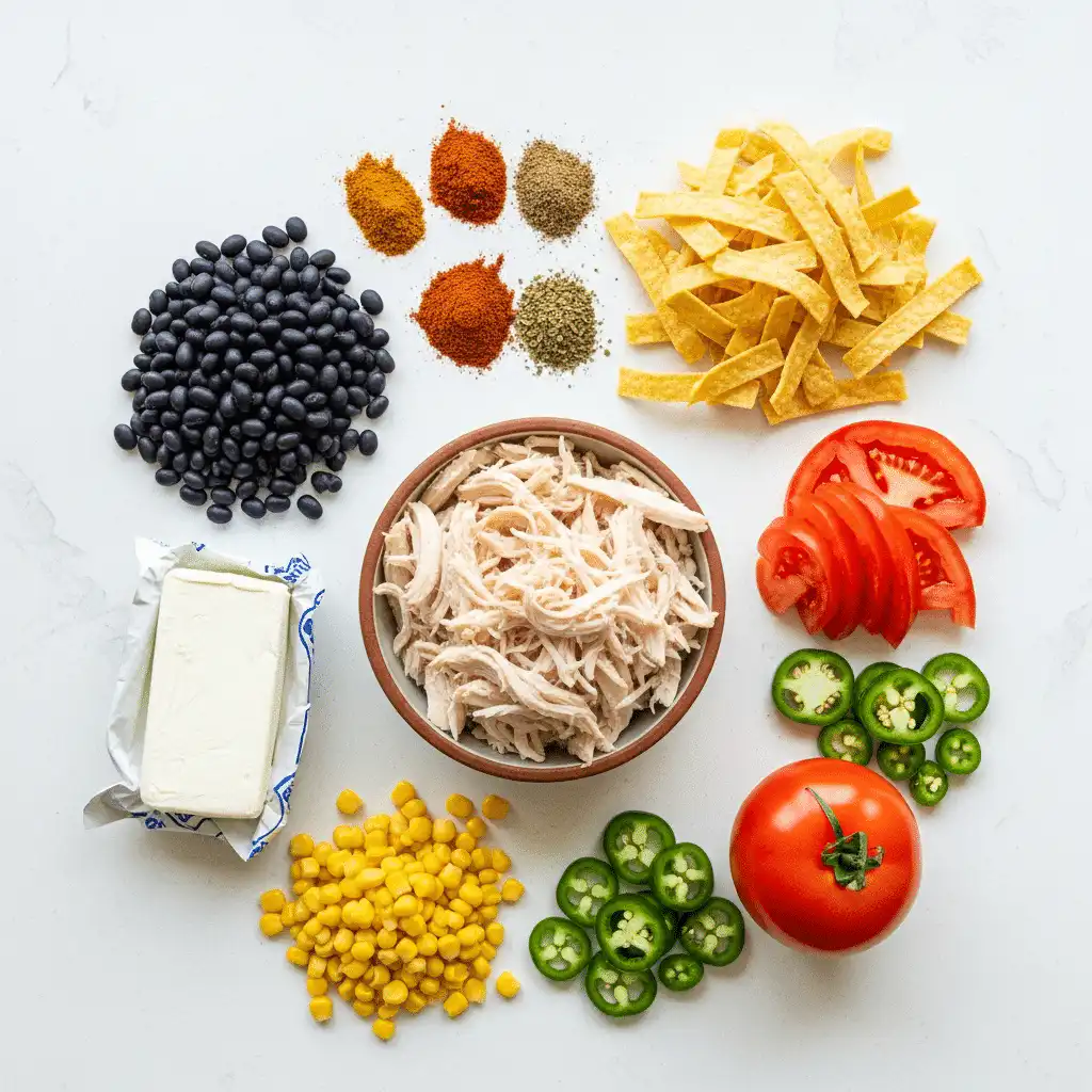 Ingredients for Easy Creamy Chicken Tortilla Soup