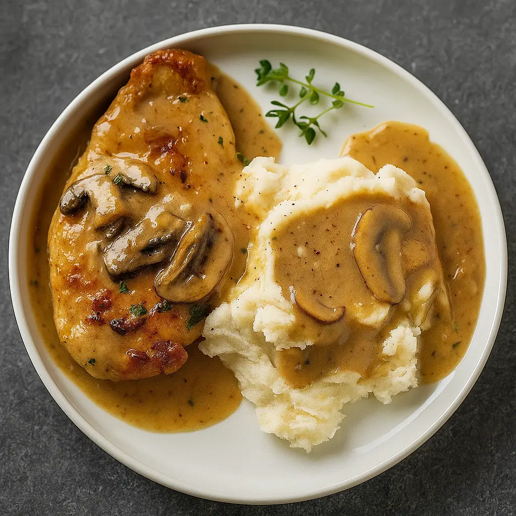 Creamy Mushroom Chicken in a skillet