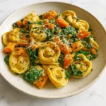 Creamy Skillet Tortellini with Sweet Potato and Spinach