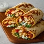 Crispy Air Fryer Chicken & Mozzarella Wraps cut open