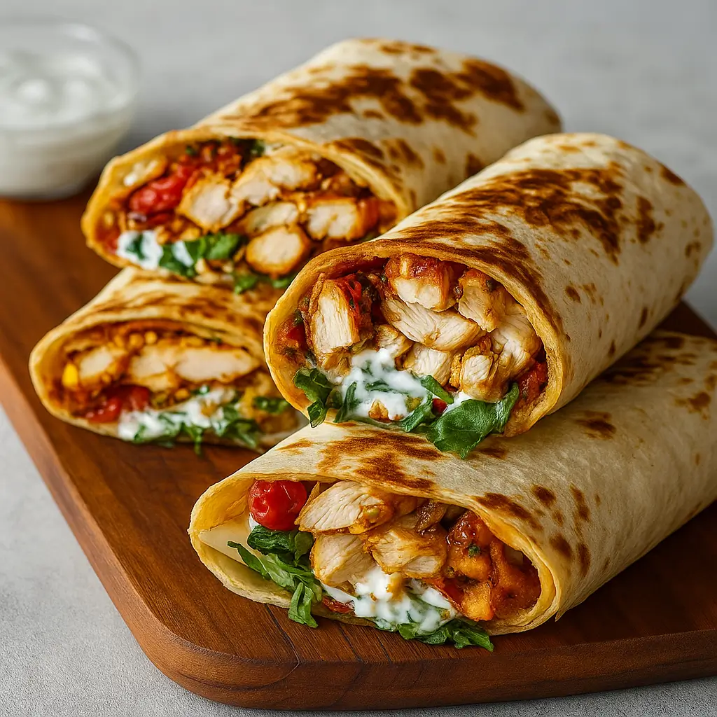 Crispy Air Fryer Chicken &amp; Mozzarella Wraps cut open