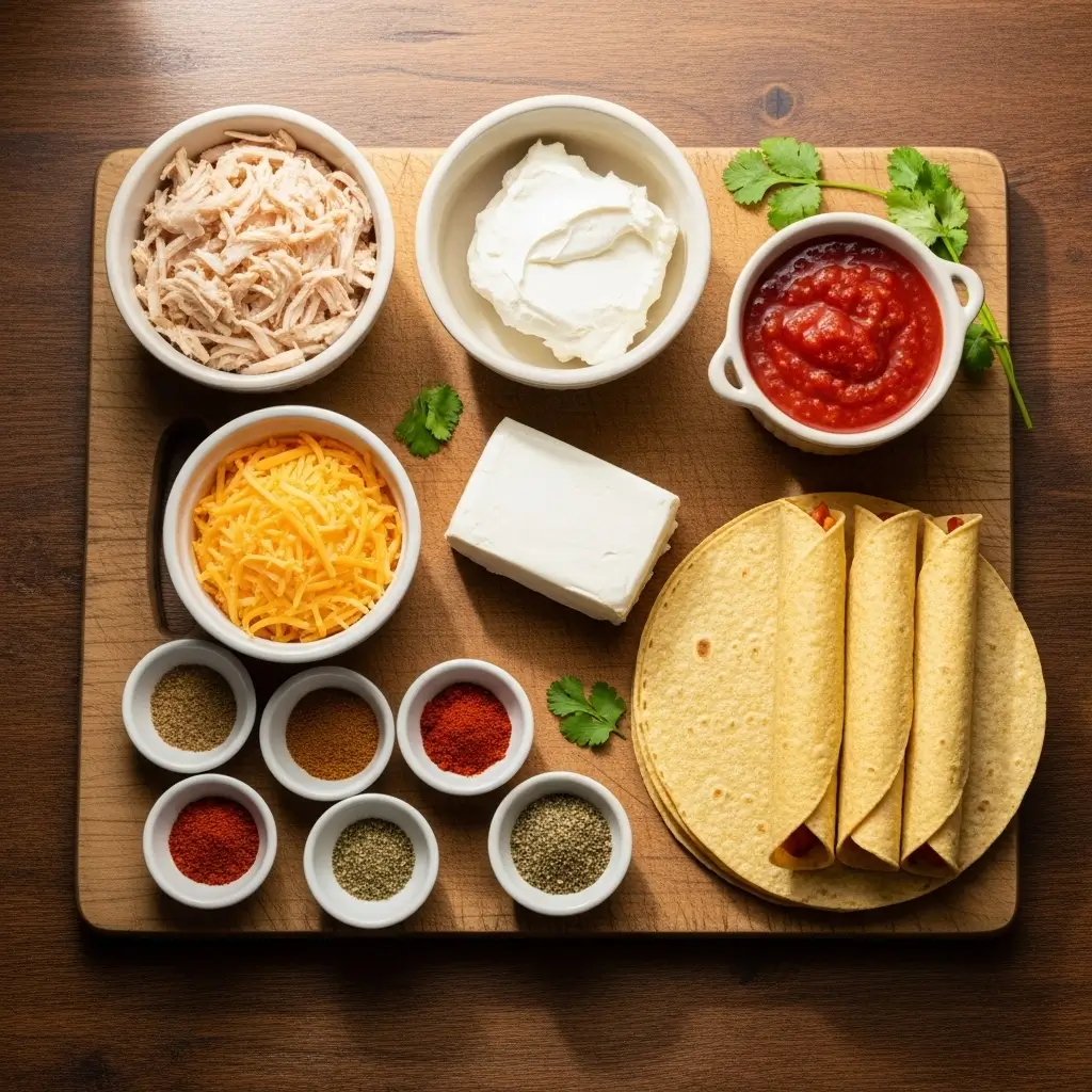 Ingredients for Crispy Chicken Taquitos