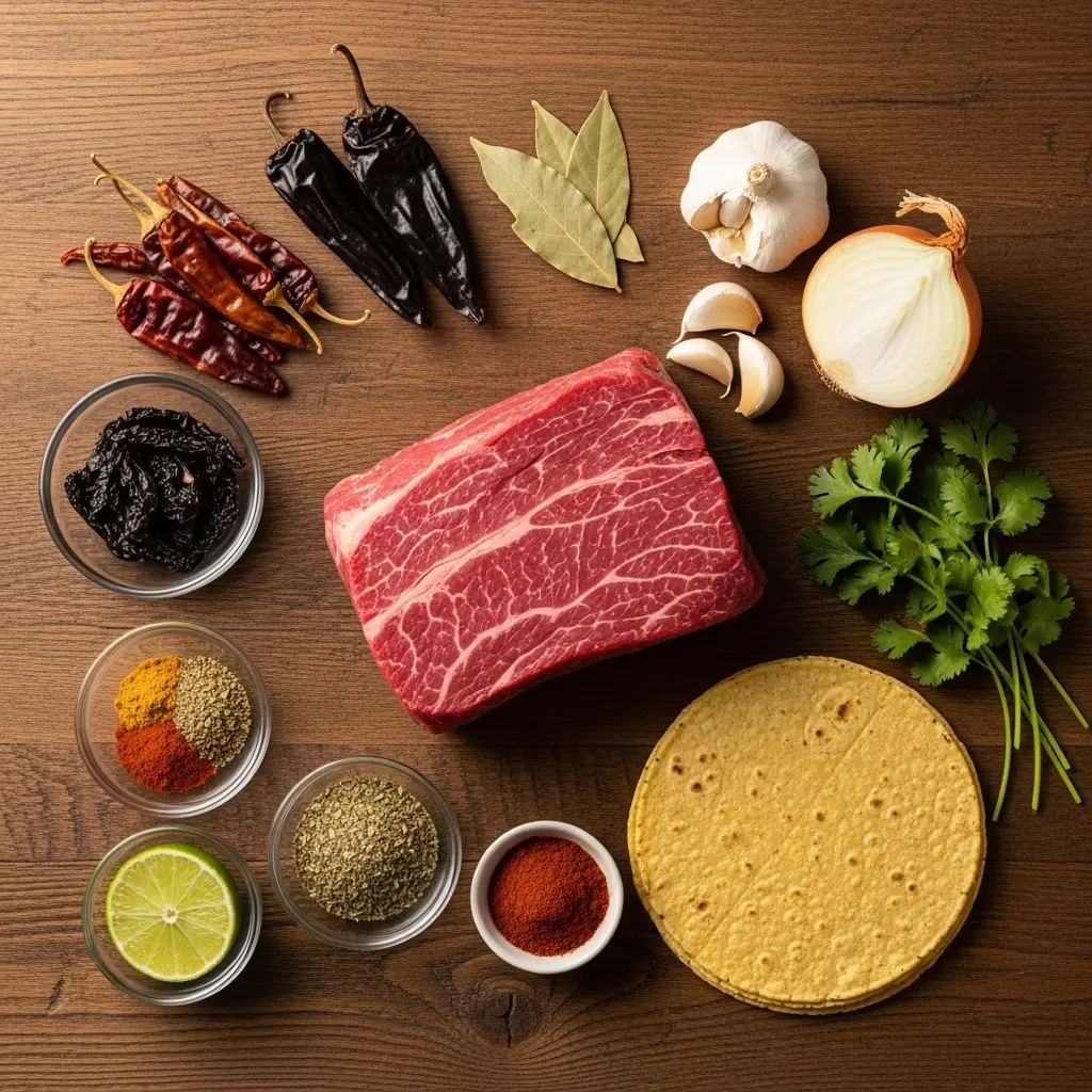 Ingredients for Crock Pot Birria Tacos recipe