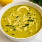 Crock Pot Thai Ginger Chicken Soup in a bowl with garnishes