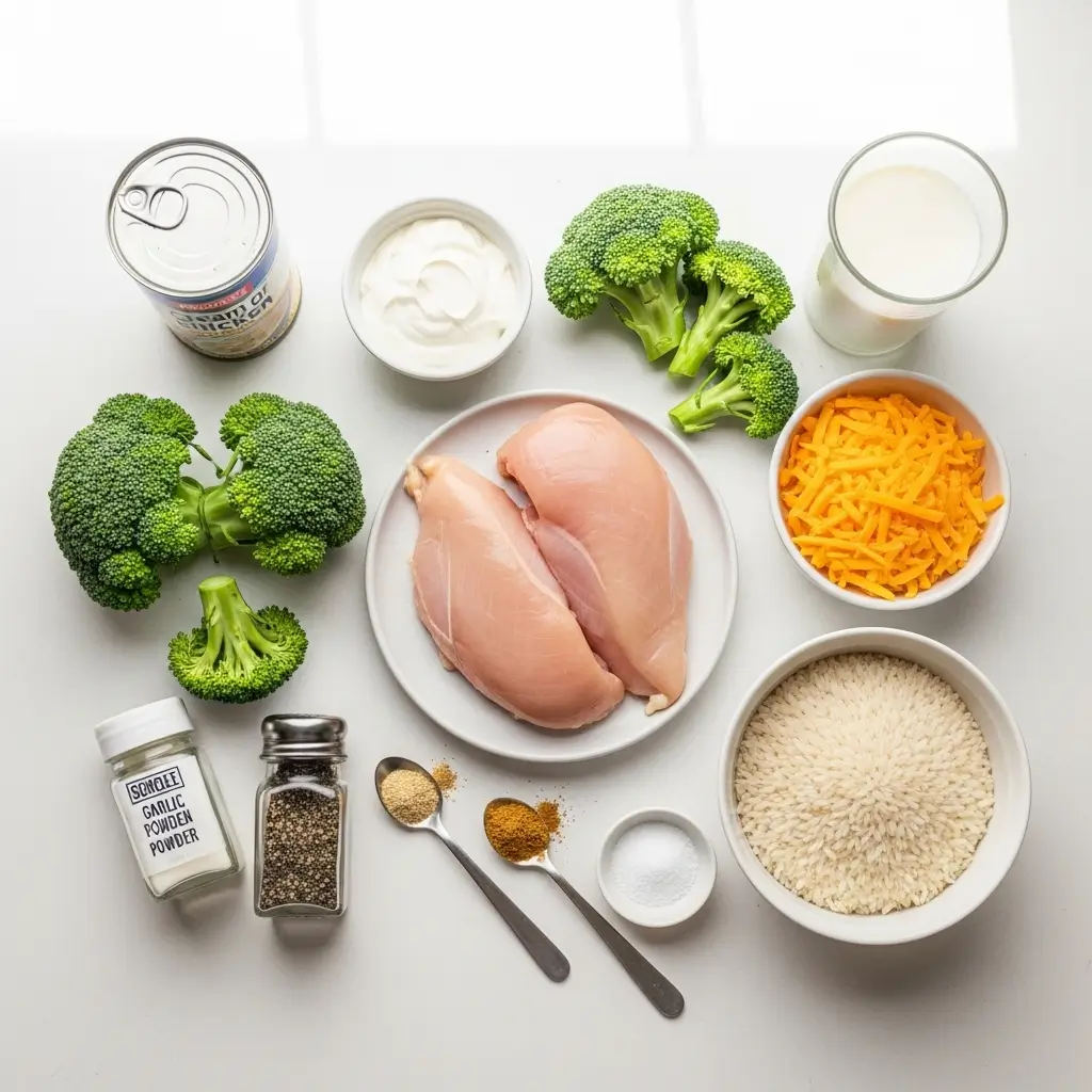 Ingredients for Crockpot Cheesy Chicken Broccoli recipe