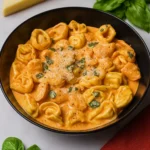 CrockPot Chicken Tortellini in a creamy tomato sauce