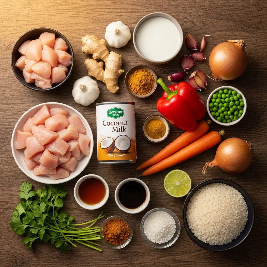 Ingredients for Crockpot Coconut Curry Chicken