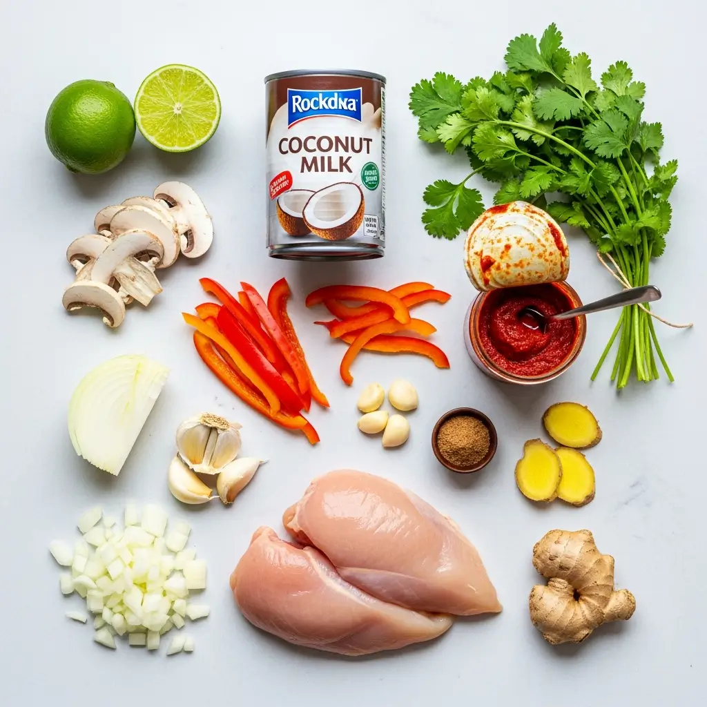 Ingredients for Crockpot Thai Coconut Chicken Soup