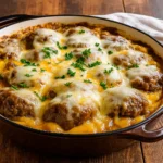 Easy Amish Hamburger Steak Casserole fresh from the oven
