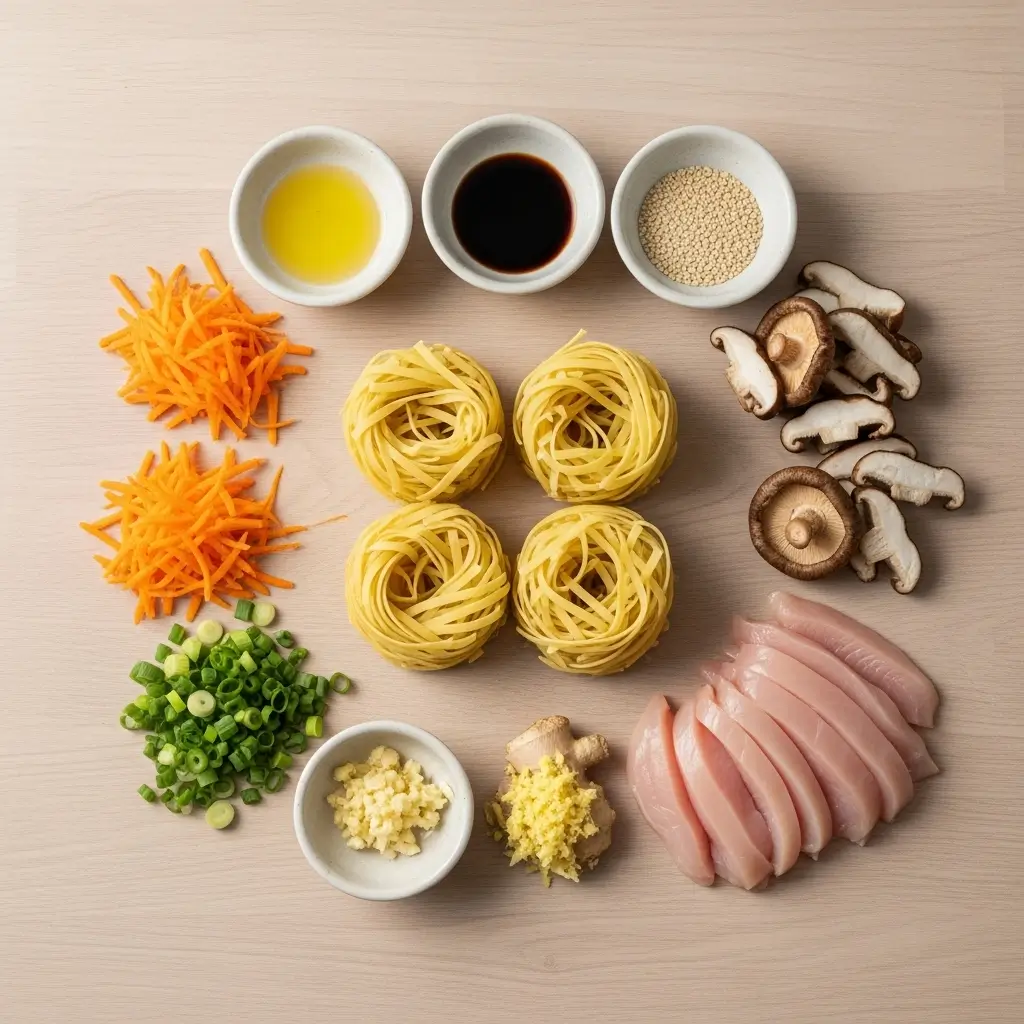 Ingredients for Easy Asian Chicken Noodle Soup