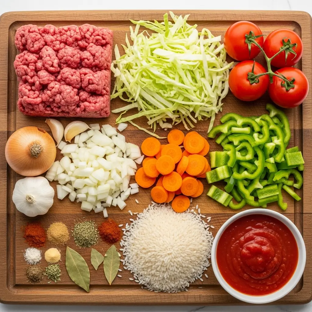 Ingredients for Easy Cabbage Roll Soup