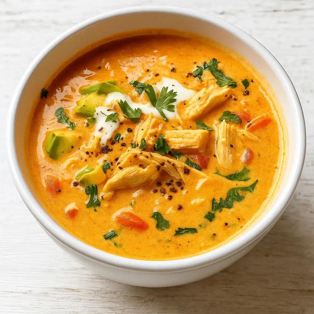 Easy Creamy Chicken Tortilla Soup with Toppings
